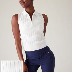 Athleta Fairway Polo Sleeveless Sweater in White size Large NWT